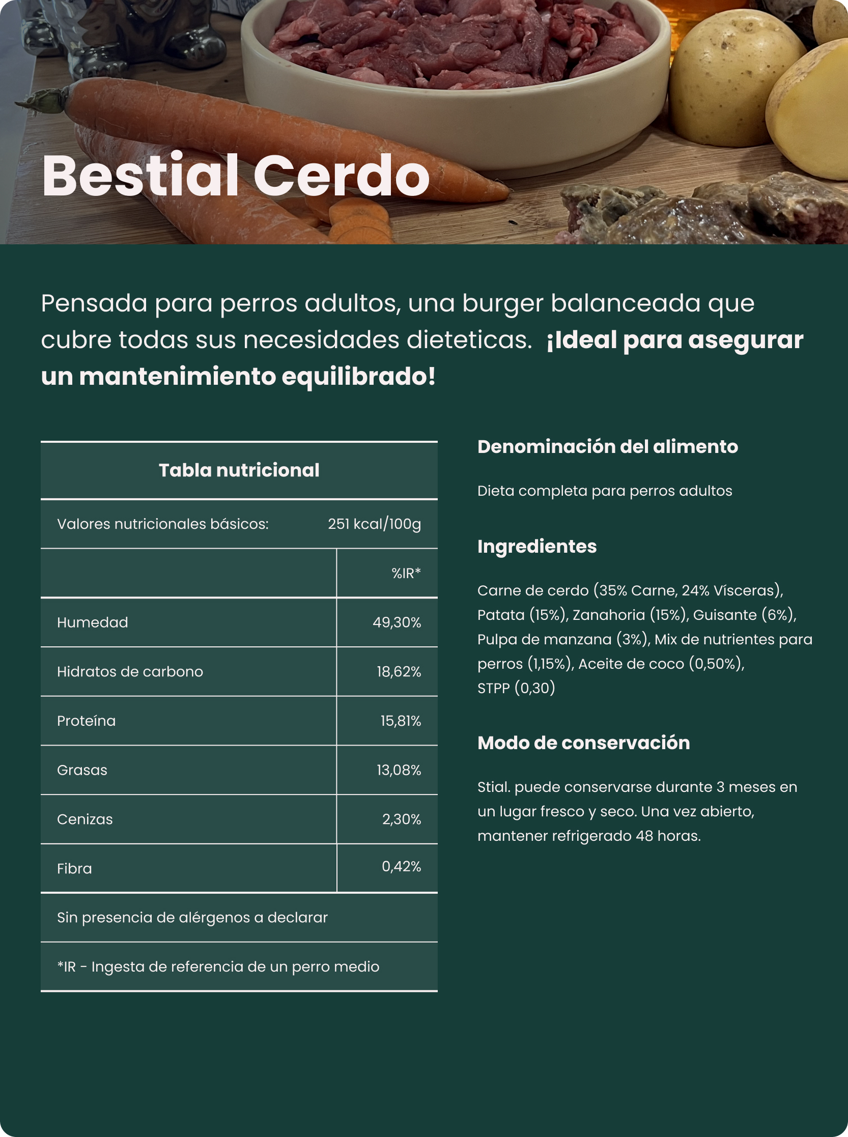 Detalles de la receta cerdo