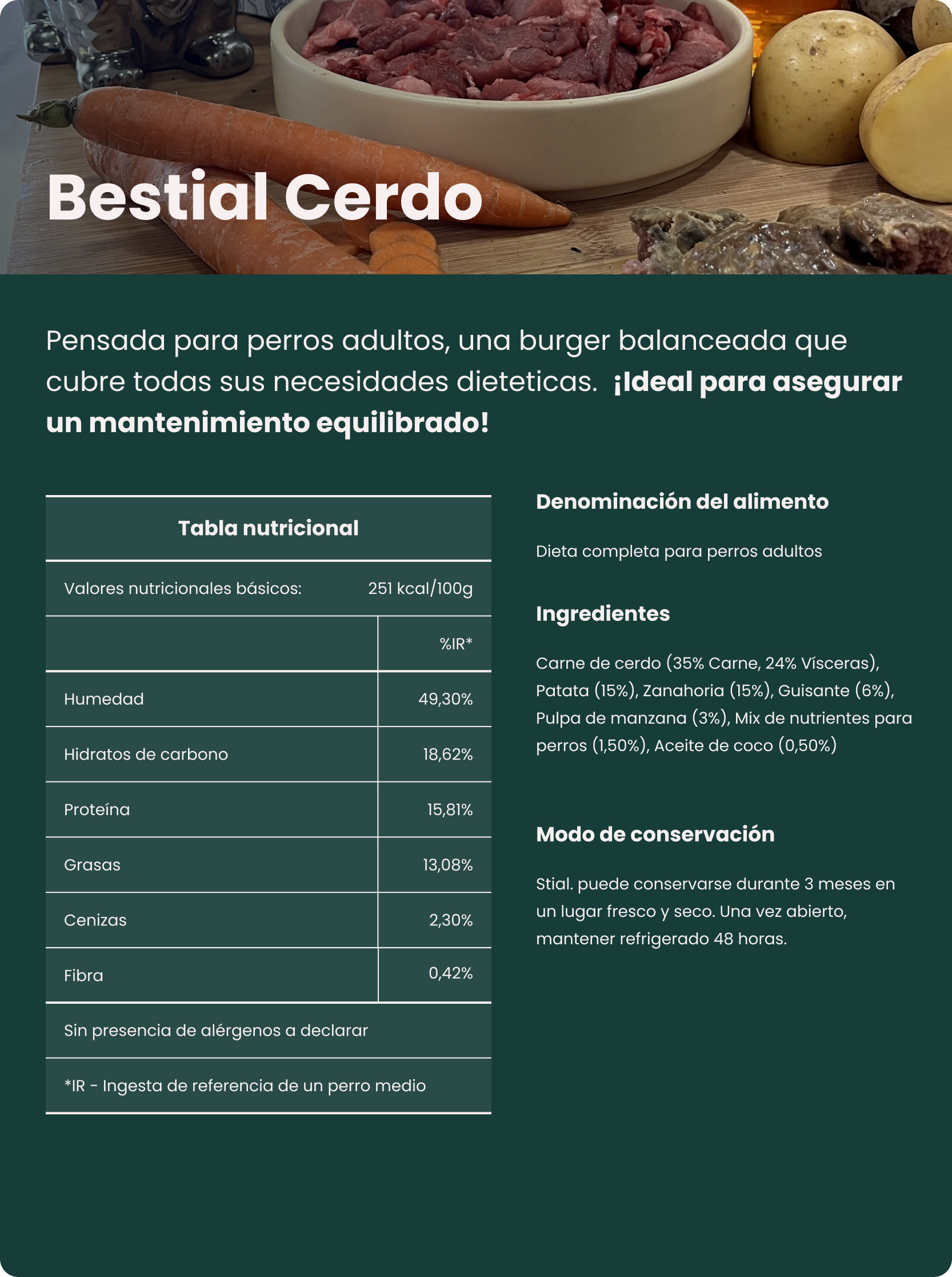 Detalles de la receta cerdo