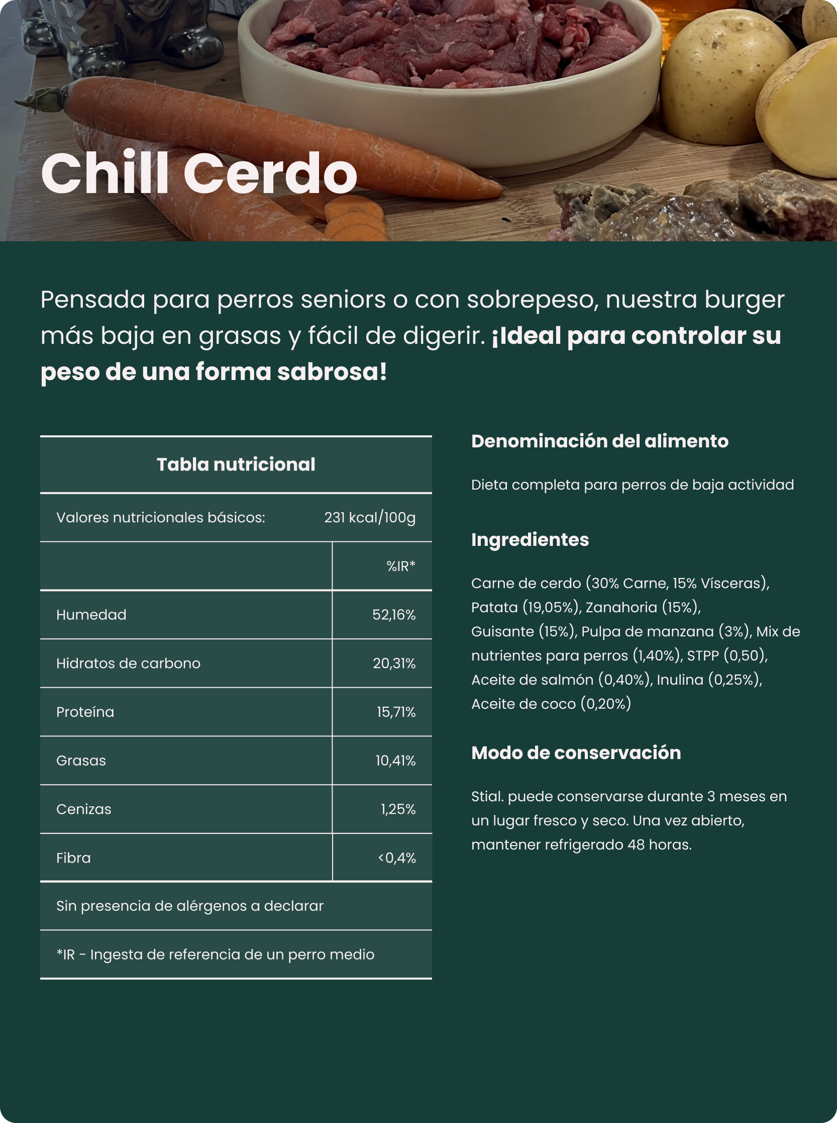 Detalles de la receta cerdo