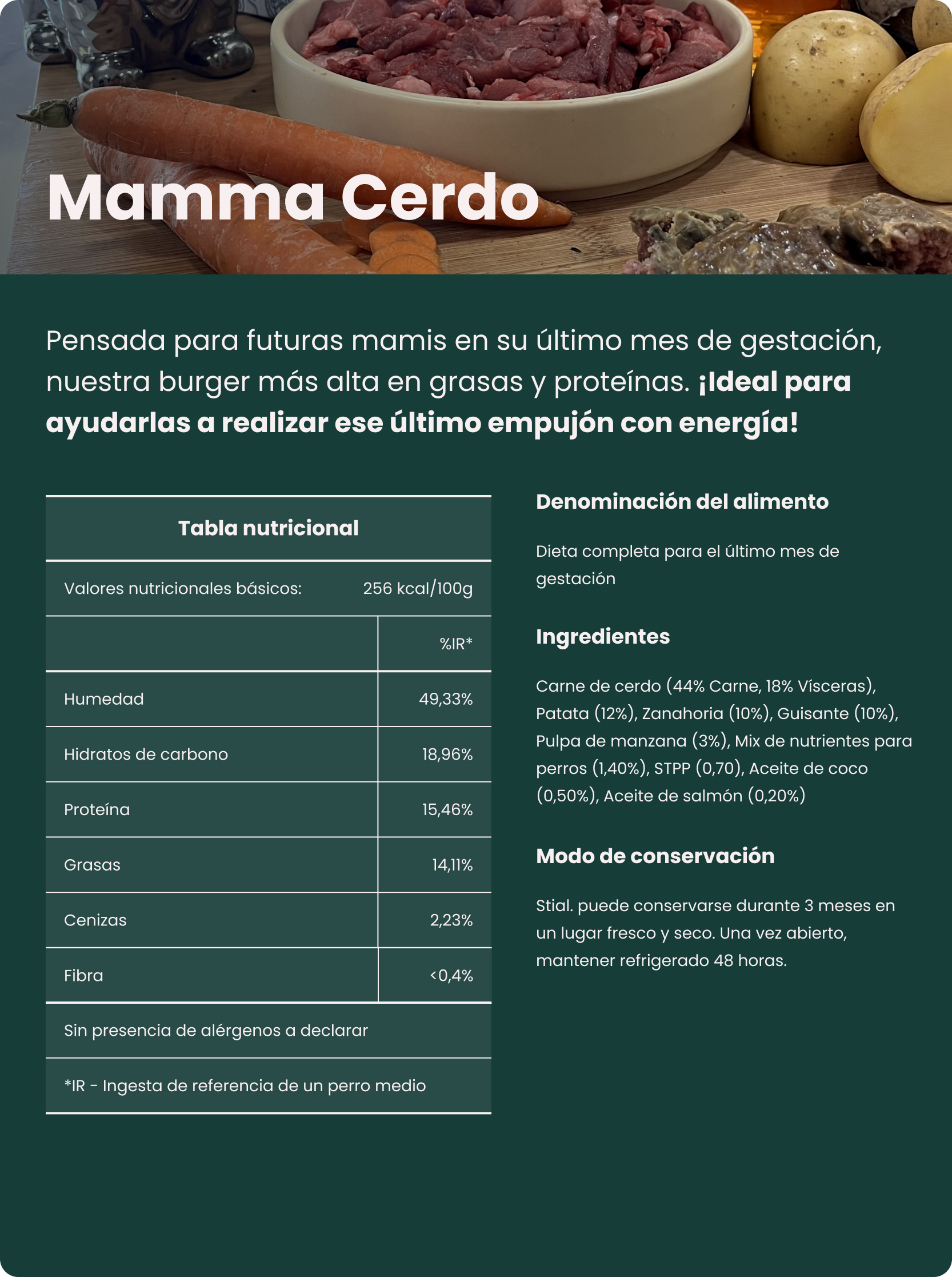 Detalles de la receta cerdo