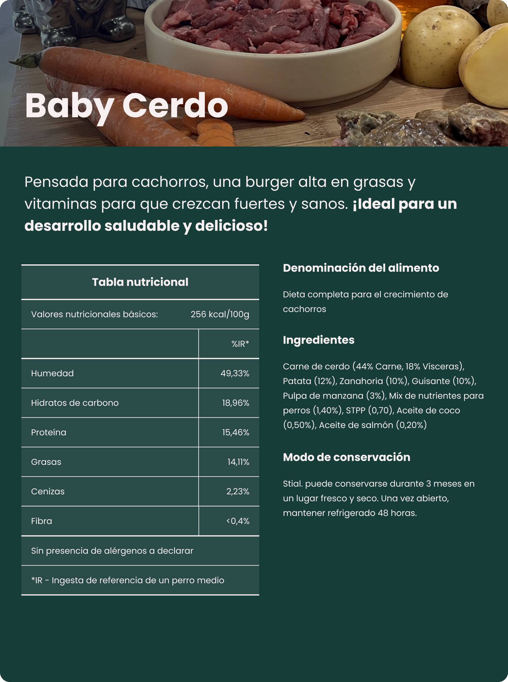 Detalles de la receta cerdo