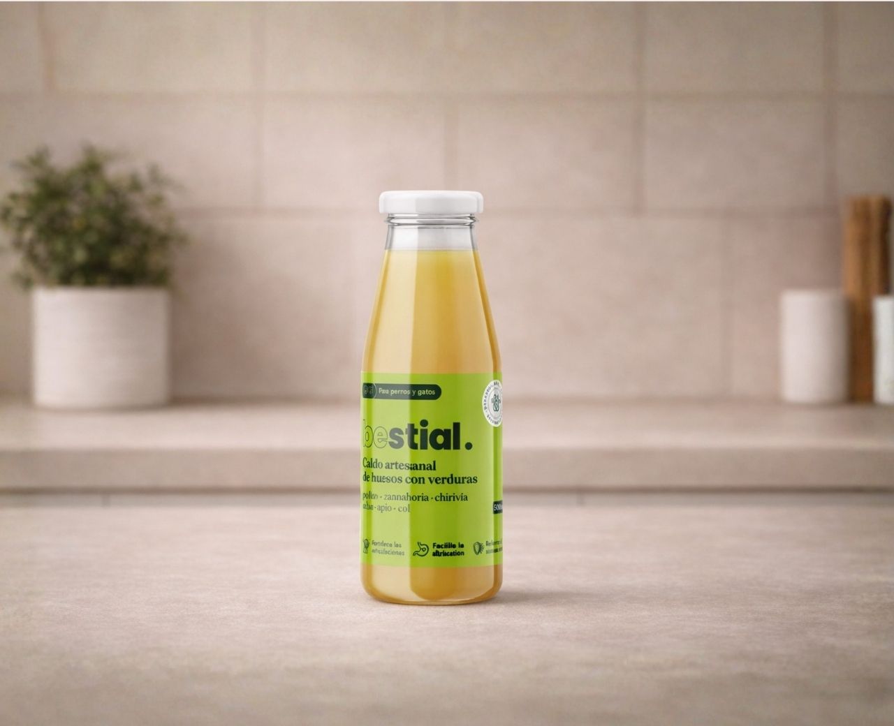 Caldo huesos con verduras