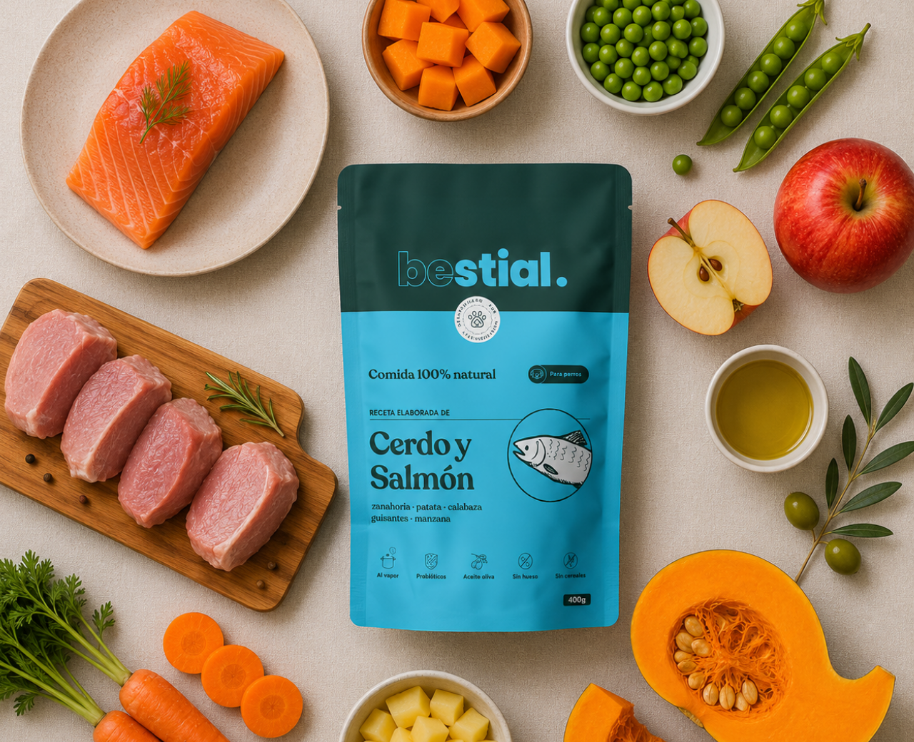 Menú Cocinado de Cerdo y Salmón